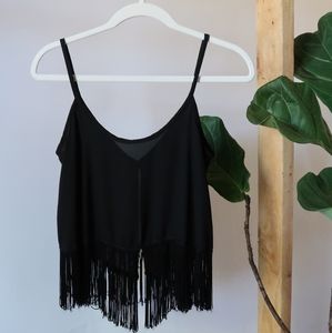 Windsor small black top with fringe